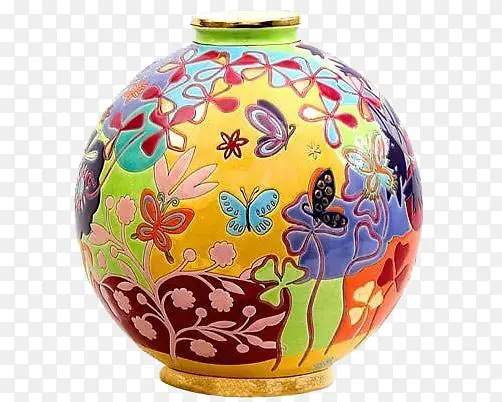 多彩花纹瓷瓶