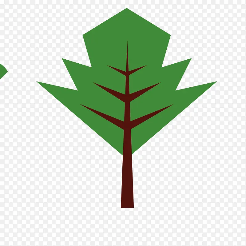 对称装饰树木绿色插画