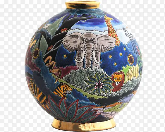 多彩花纹瓷罐