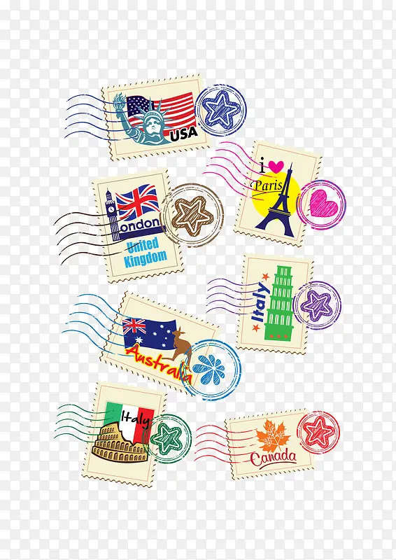 邮票  邮戳  国家