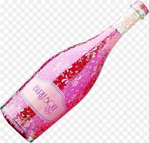粉色花纹红酒酒瓶