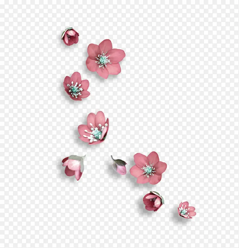粉色小清新花朵花苞漂浮素材
