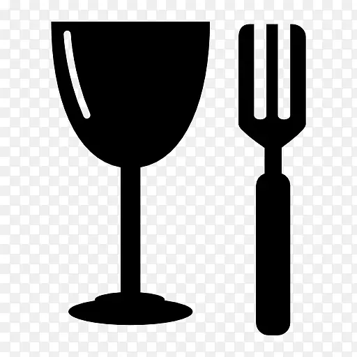 玻璃杯和叉子图标
