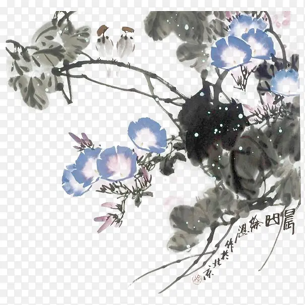 中国风水墨牵牛花