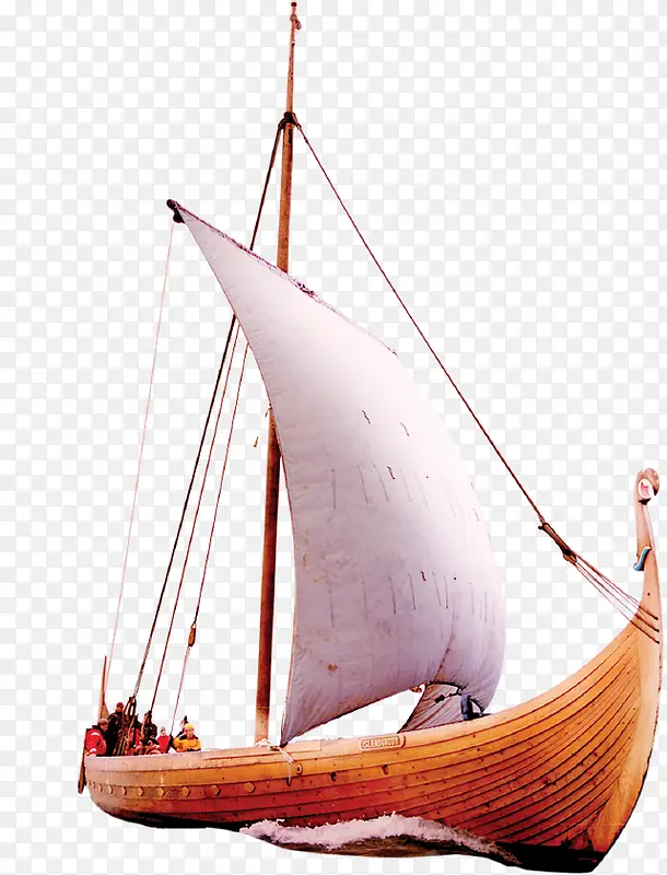 手绘木制帆船图案