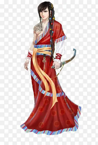 红衣黑发蒙族男子立绘古风
