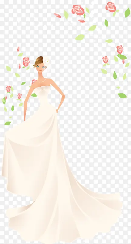 优美新娘花朵婚纱照矢量素材