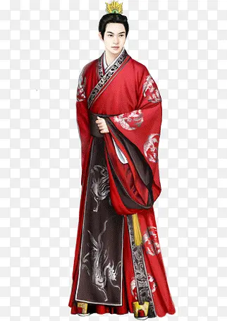 红衣帅气男子古风手绘