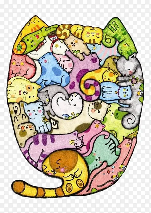 挤成一个大猫咪