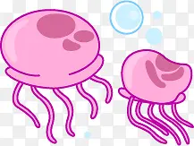 卡通海边章鱼气泡元素