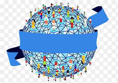 人口密集的蓝色球体地球