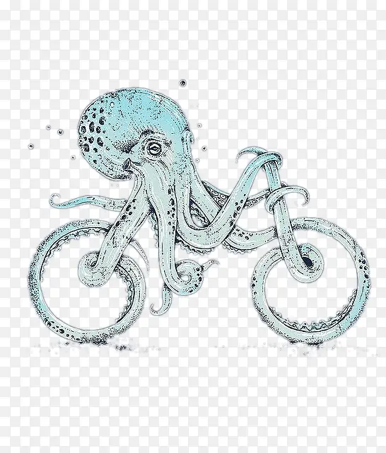 创意插画-章鱼自行车