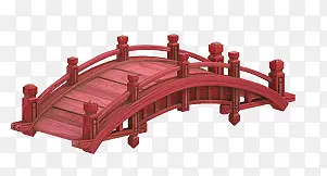 手绘游戏红色木头大桥