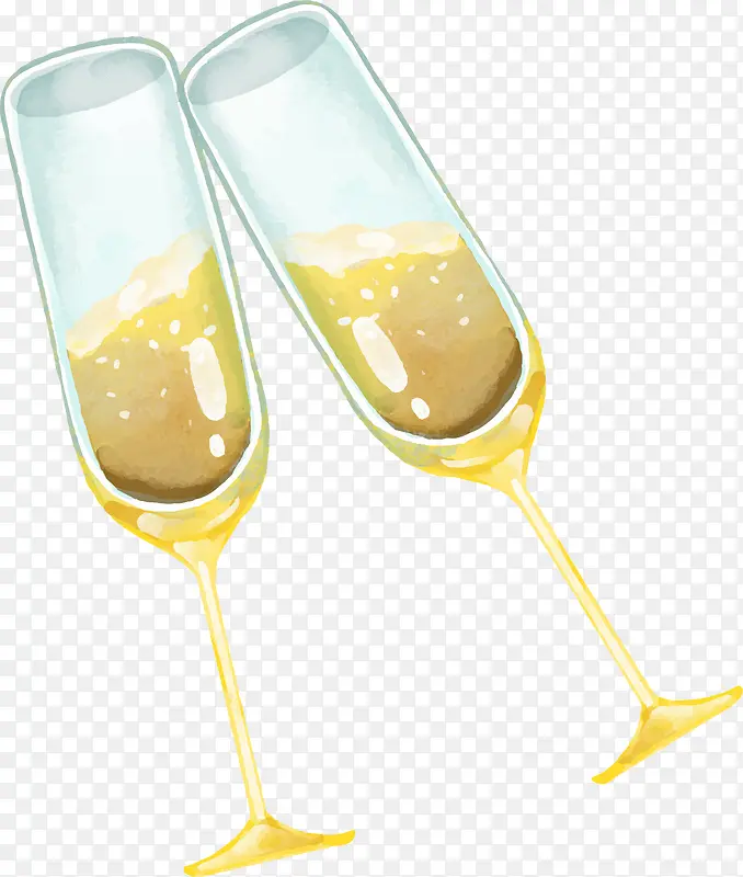 矢量水彩玻璃酒杯