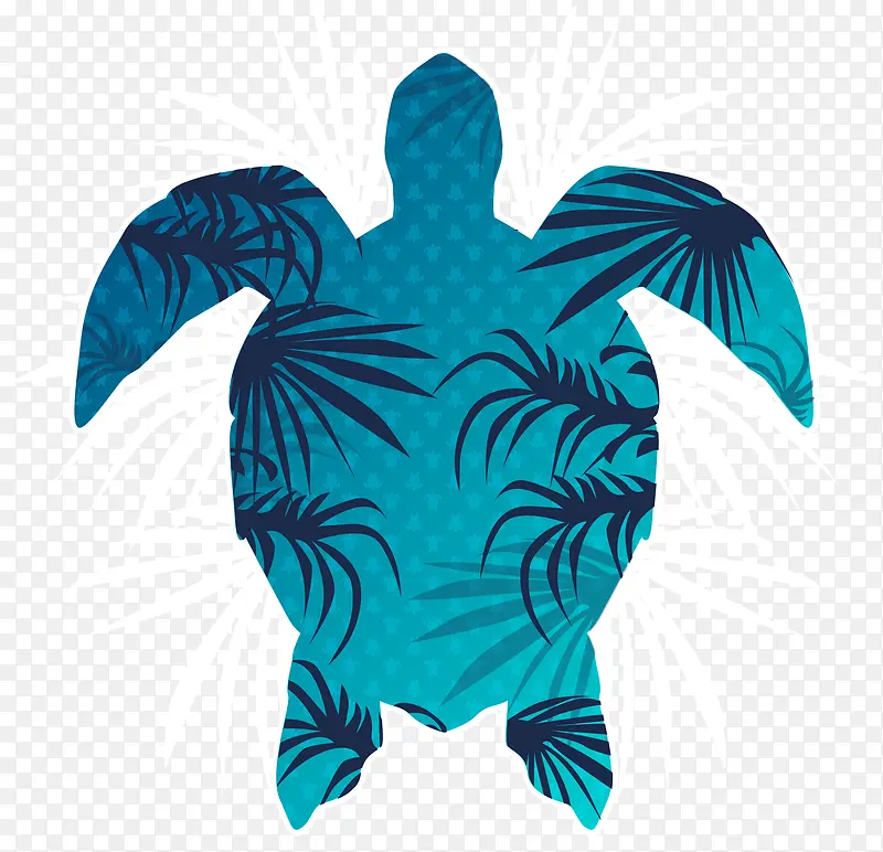 蓝色海龟椰子树