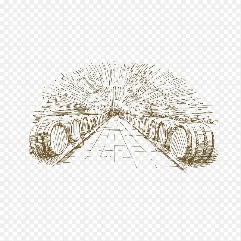 葡萄酒庄线条画
