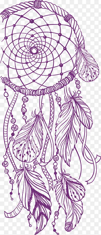 紫色手绘风羽毛挂饰