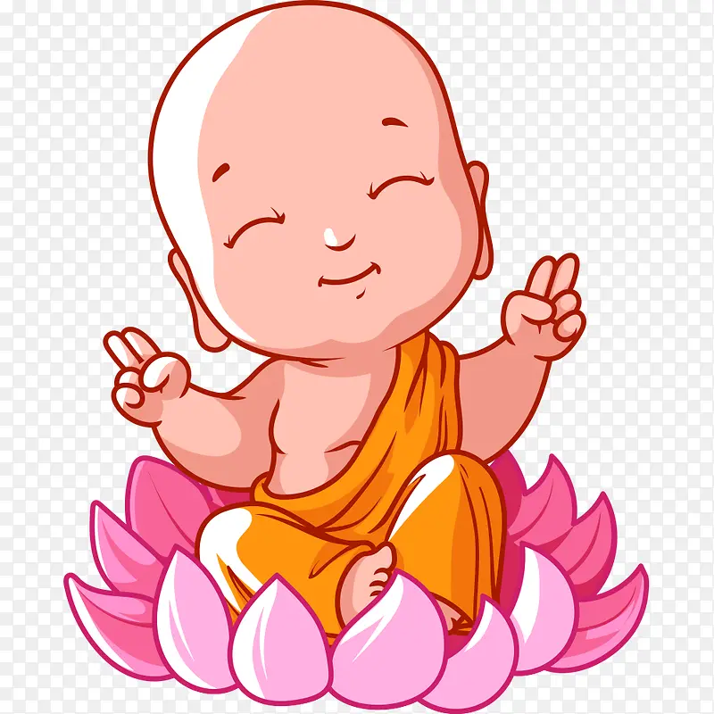 剪刀手小和尚矢量素材