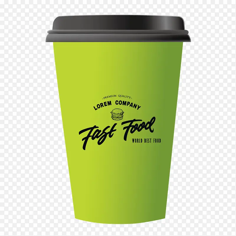 矢量绿色质感咖啡杯子