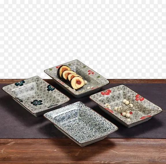 桌子上的陶瓷寿司盘子