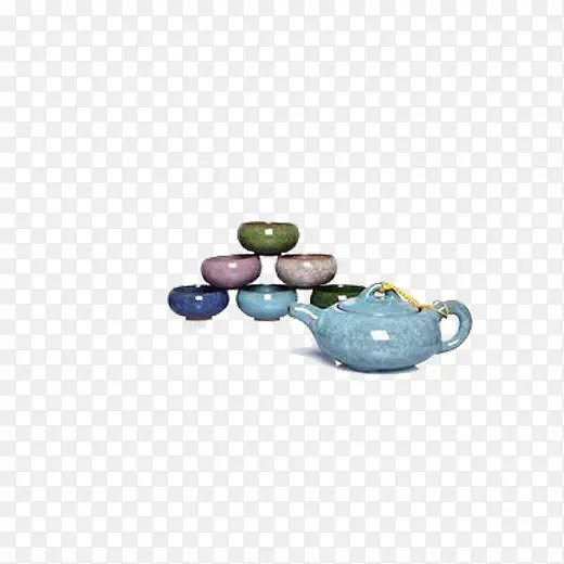 彩色茶碗特色园杯茶壶