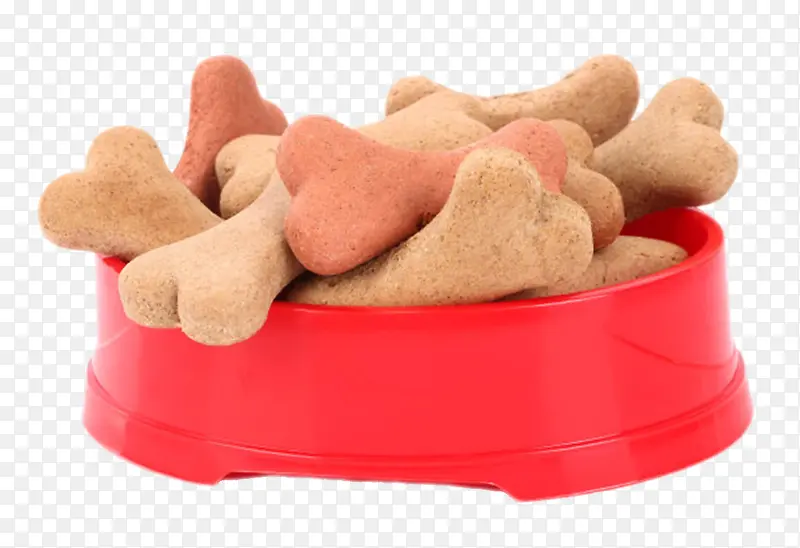 红色可爱动物的食物骨头狗粮饼干