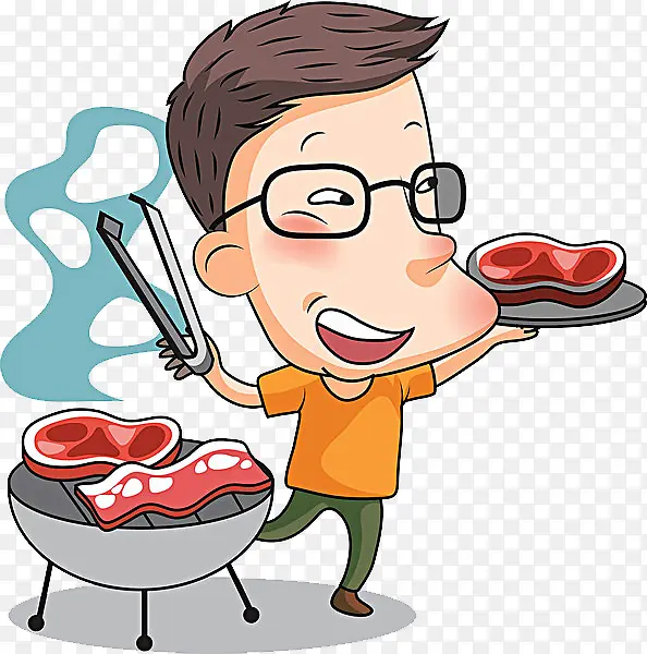 烤肉的男子