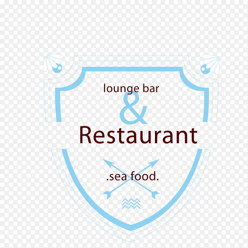 蓝色盾牌海洋食物餐馆标签