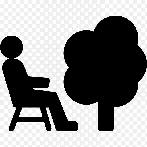 坐在椅子上的人在一棵树旁图标