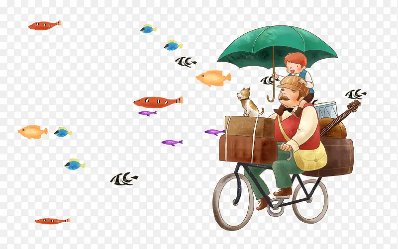 骑自行车的父子