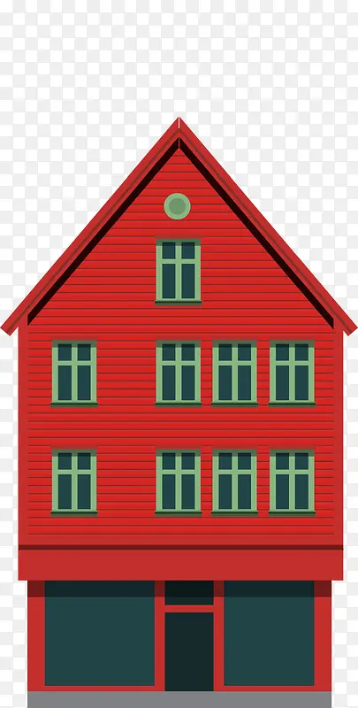 红色房屋建筑图