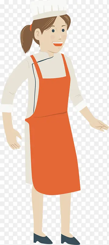 橘色围裙的烘焙师