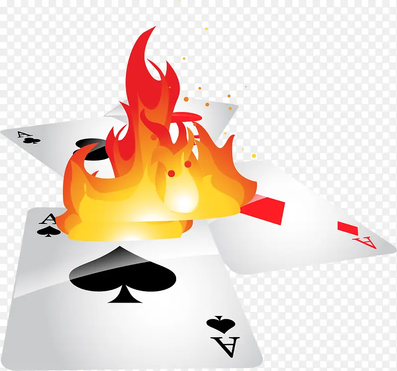 矢量手绘燃烧的扑克牌