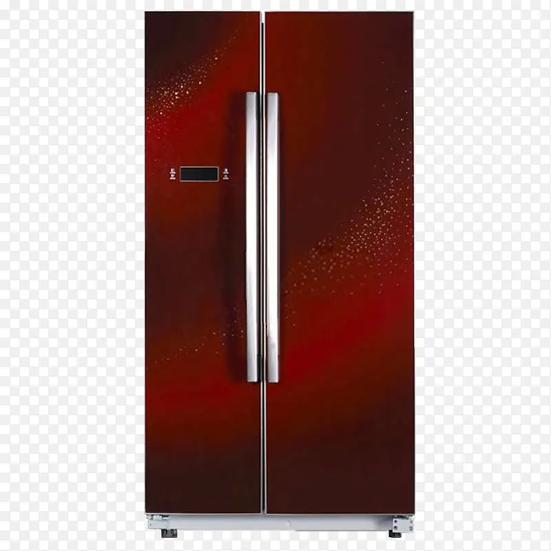 红黑色对开门冰箱