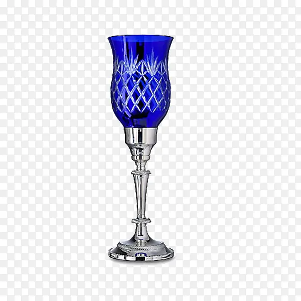 蓝色高脚玻璃花瓶