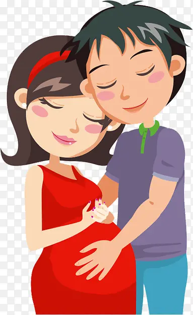 卡通夫妻孕妇免抠PNG图片