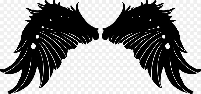 矢量纹身黑色黑天使翅膀