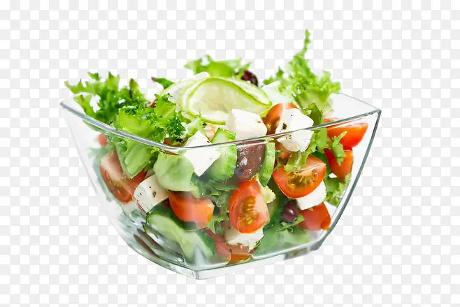 玻璃碗中的蔬菜沙拉