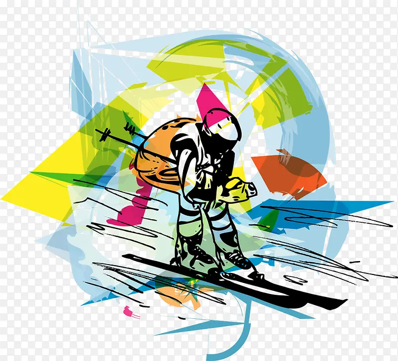 彩色滑雪运动员