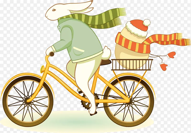 卡通小白兔骑单车