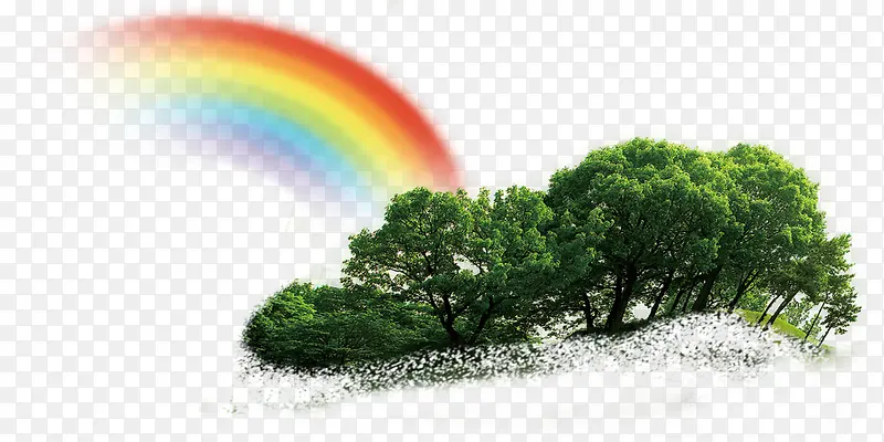 彩虹和树丛