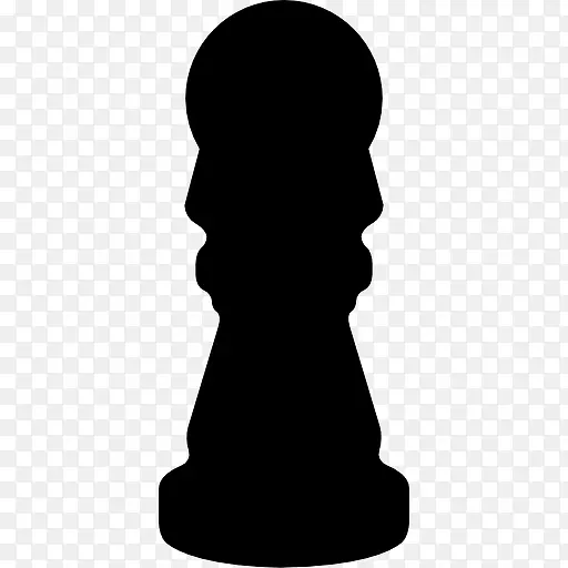 国际象棋棋子的黑色形状的侧视图图标