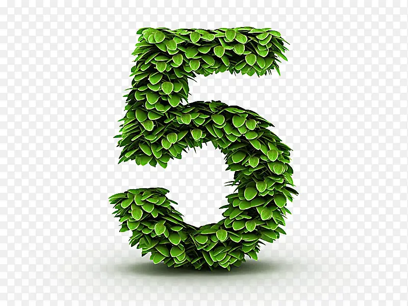 绿色数字5树叶创意设计PNG图片素材下载_图片编号qjeavaod-免抠素材网