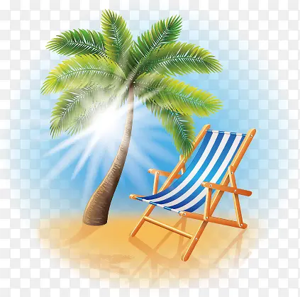 卡通阳光沙滩椰子树