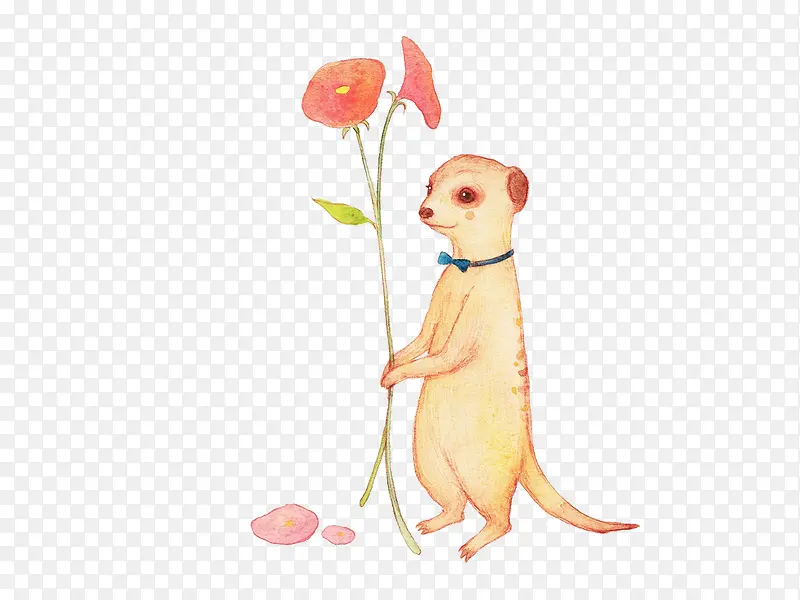 拿着花儿的鼹鼠