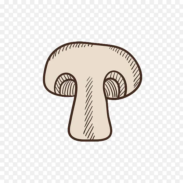 手绘简约双孢蘑菇