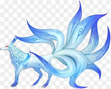 蓝色精致水晶狐狸