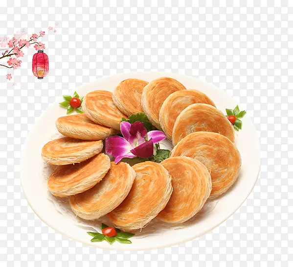 免抠白色盘子里的烧饼