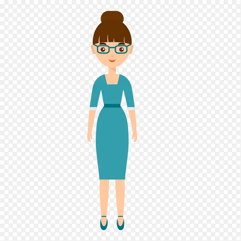 扁平化戴眼镜的商务女性