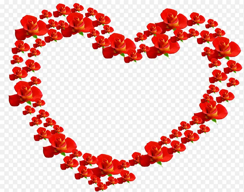 红色玫瑰花朵爱心造型